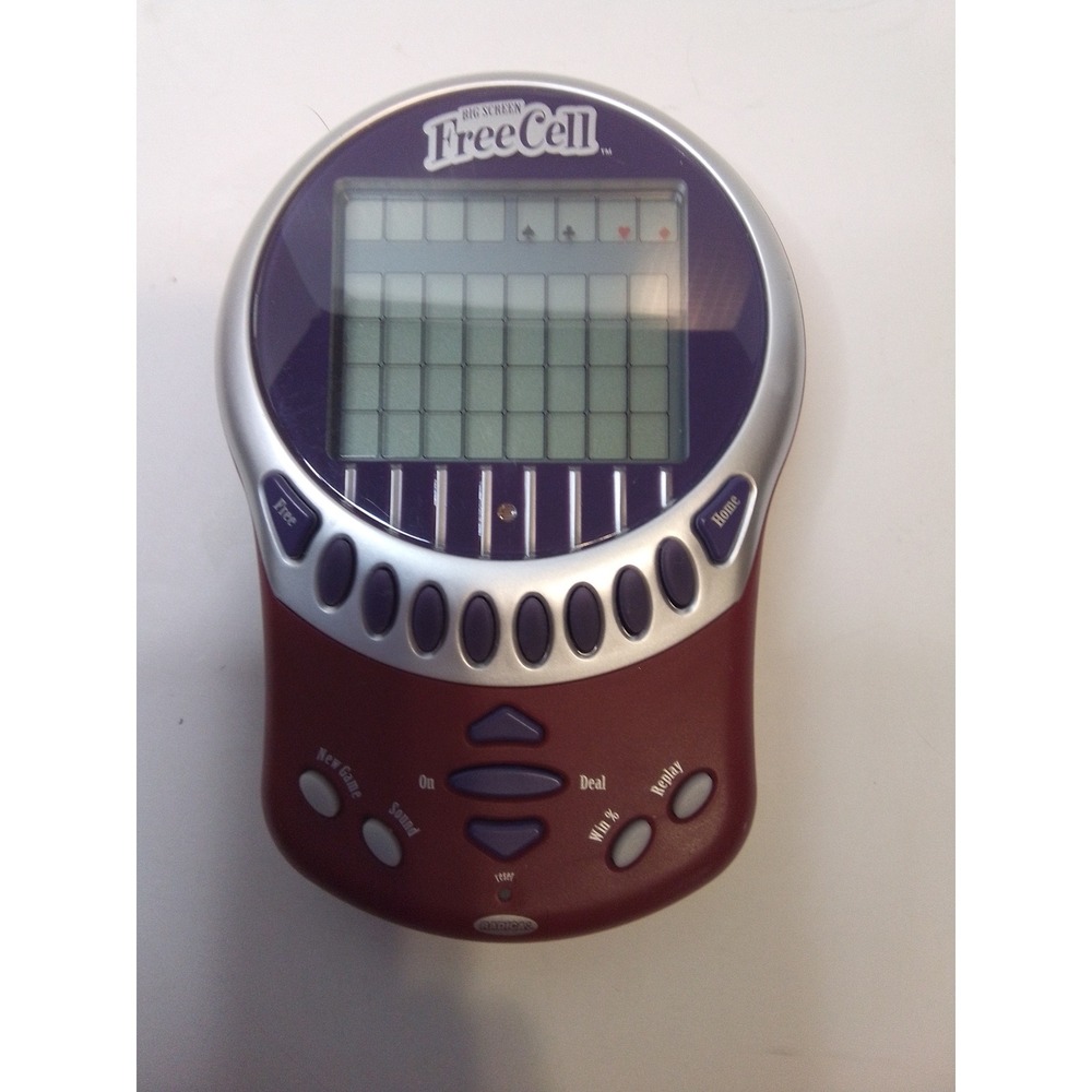 Radica Big Screen FreeCell Handheld Electronic Game Vintage Maroon Used Tested